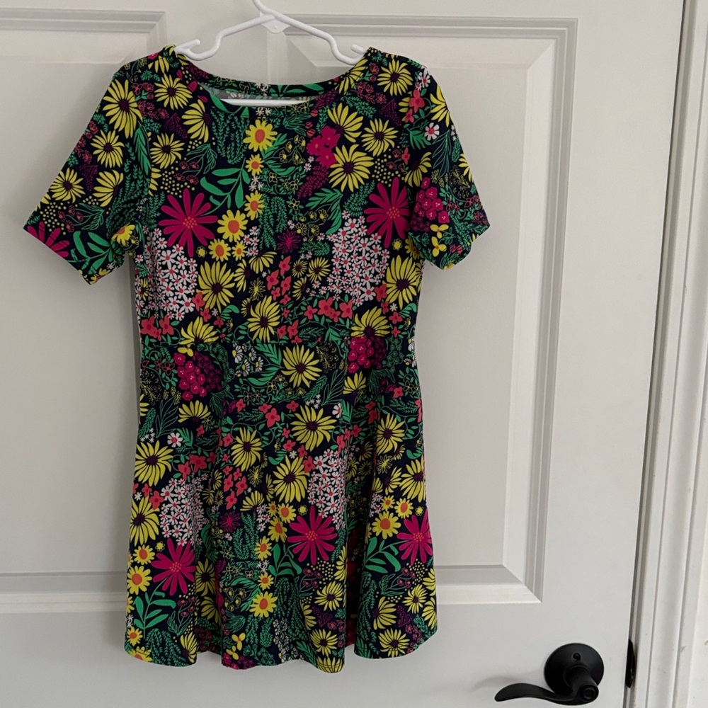 Squeeze Floral Kids Dress - Pink, Yellow, Green